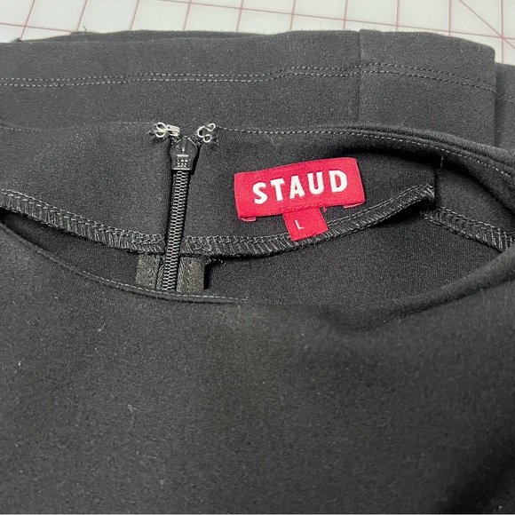 STAUD Hawthorne Black Cream Bell Sleeve Maxi formal holiday Dress NWOT large - Picture 6 of 13